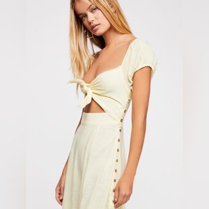TAGS ON + NEVER WORN Free People Getaway Midi Dress in Lemon Zest - size M